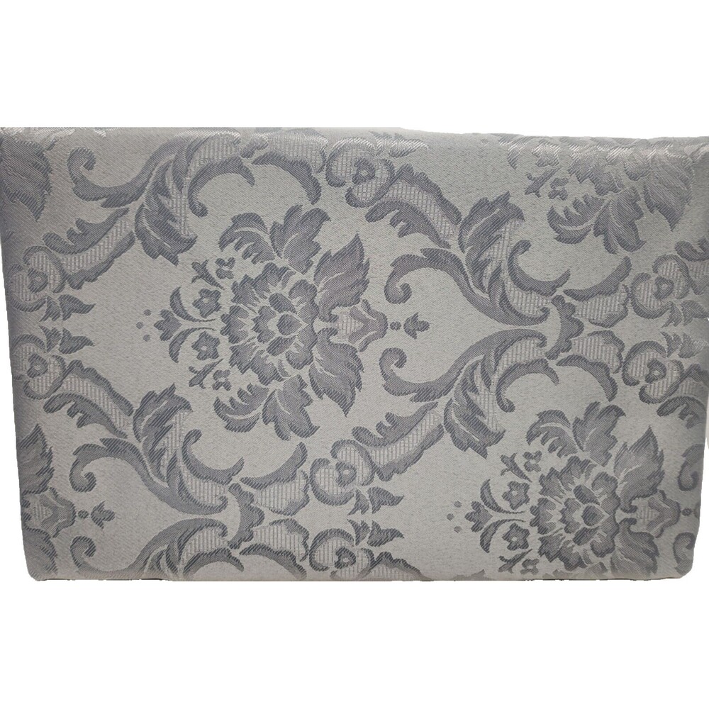 Printed Fabric Tablecloth,60x84"Oval,DAMASK SILVER GREY FLOWERS ON GREY,TANGO,NB